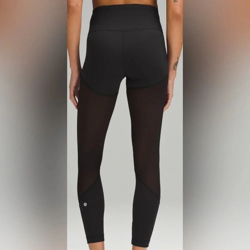 🆕🖤 Lululemon Wunder Train Mesh High Rise Tight 25” Black